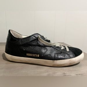 GoldenGoose Deluxe Brand Black Superstar shoe. Size 8. Leather.